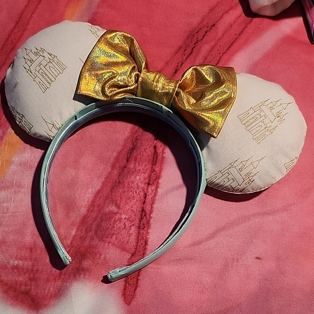 Source Unknown Gold Bow Castle Print Headband